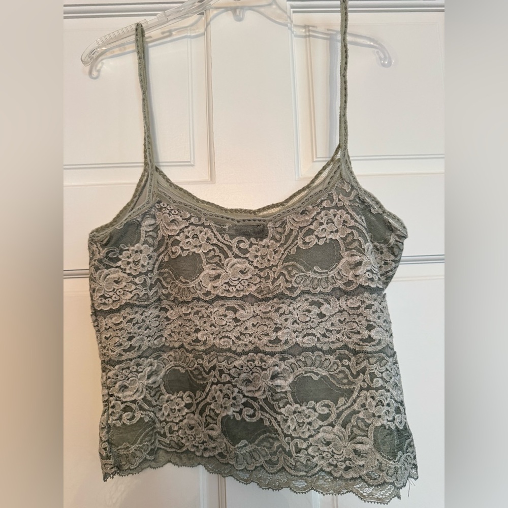 Casadei Olive Lace Camisole Top